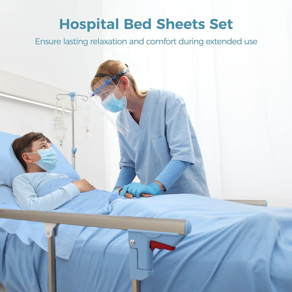 Cooling Sateen 6 Pcs Hospital Bed Sheets Set, Includes 2 Fitted Sheet 84x36x14", 2 Flat Sheets 104x59", 2 Pillowcases 19x29", Soft B... - Cooling Hotel Quality Bedding Sheets and Pillowcases Detail