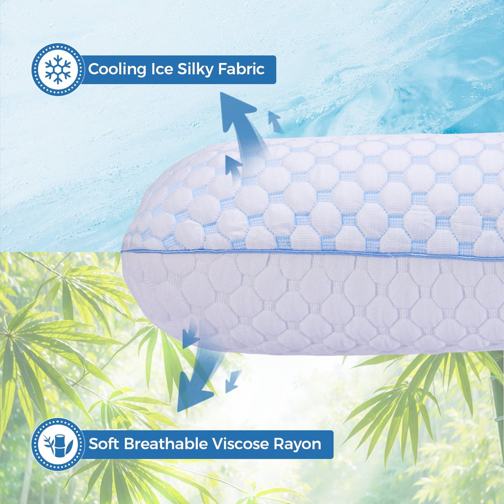 Hotel Collection Memory Foam Pillow for Bed, Firm Cooling Pillow with Washable Cover, Supportive Bed Pillow for Side,Stomach and Back ... - Orthopedic Shredded Foam Bed Pillow Set Detail