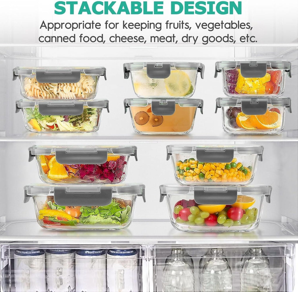 Sweet Treat Shaped 34pcs Glass Food Storage Containers with Lids Set, Airtight Meal Prep Containers (17 Containers & 17 Lids), Grey - Fun Food Fidget Cookie Squishable Toy Detail