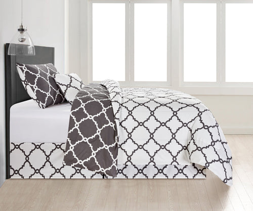 All-Season 4 Piece Geometric Twin Comforter Set - Polyester Filling Reversible Washable Comforter Set - All-Season Down Alternative Comforter Insert Detail
