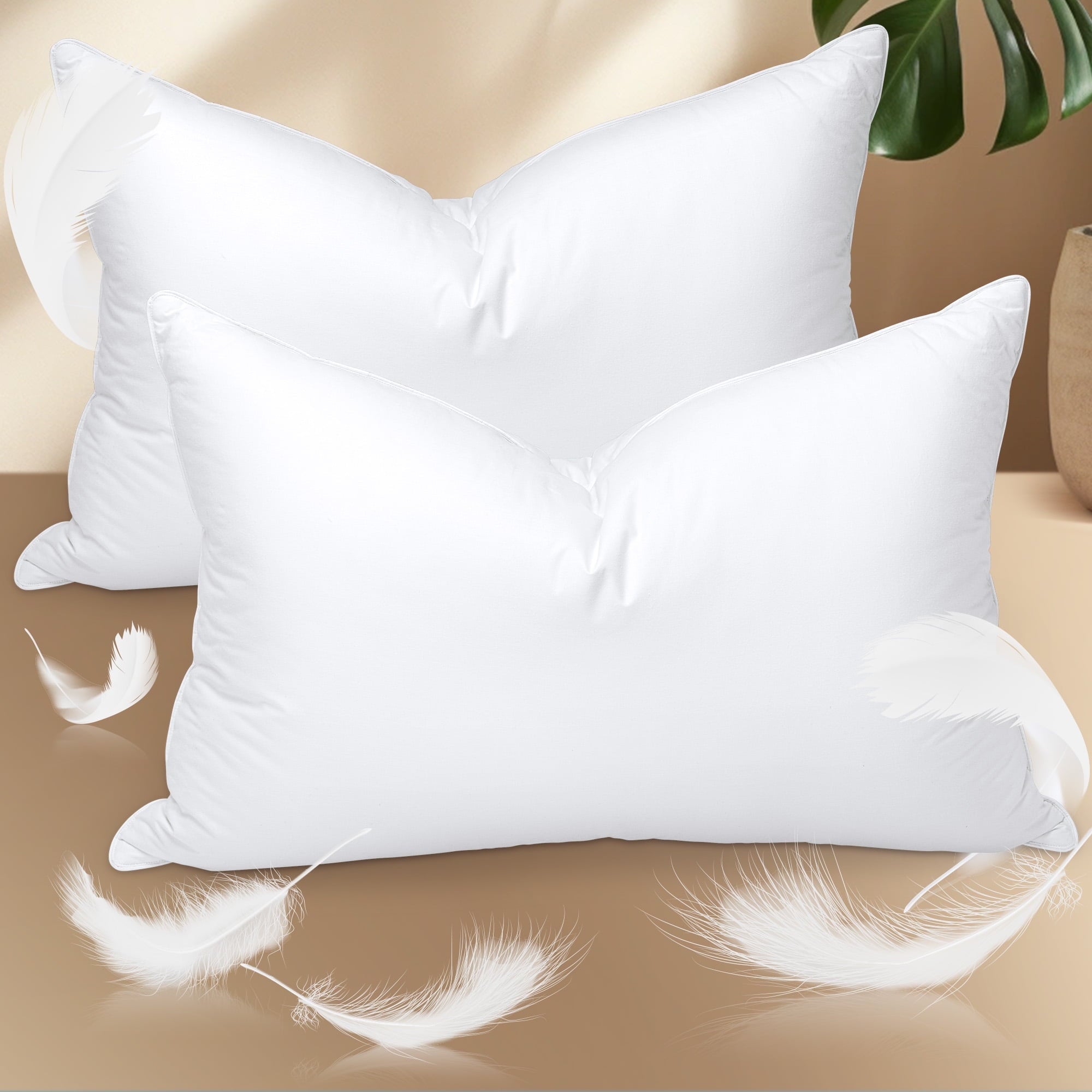 Orthopedic Support Pillows and Bed Pillows Queen Size for Sleeping,With 2 Set of Soft Cotton Cover- Pack of 2 - Hotel Quality Plush Sleeping Pillows Detail