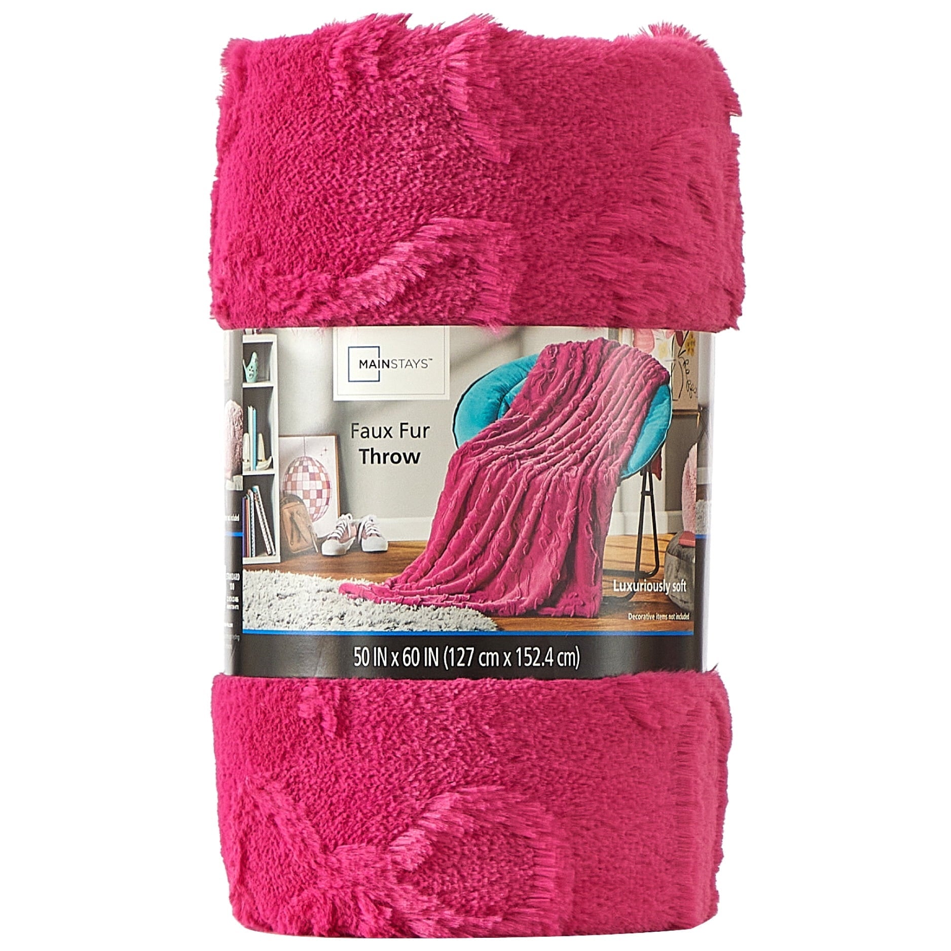 Cozy Fleece Gen Z 50" x 60"Carved Bow Faux Fur Throw - Luxury Knitted Decorative Throw Blanket with Fringes Detail