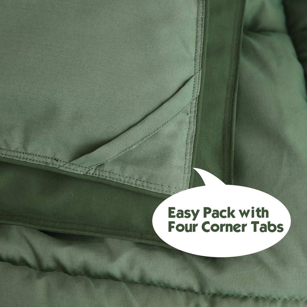 Luxurious Quilted Light Weight Down Alternative Comforter Set, Queen, Green, Reversible - Cloud-Like Soft Lightweight Bed Comforter Detail