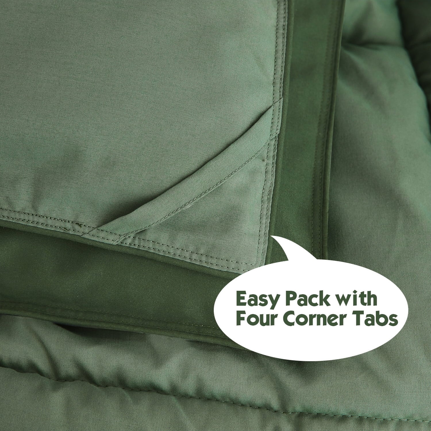 Luxurious Quilted Light Weight Down Alternative Comforter Set, Queen, Green, Reversible - Cloud-Like Soft Lightweight Bed Comforter Detail