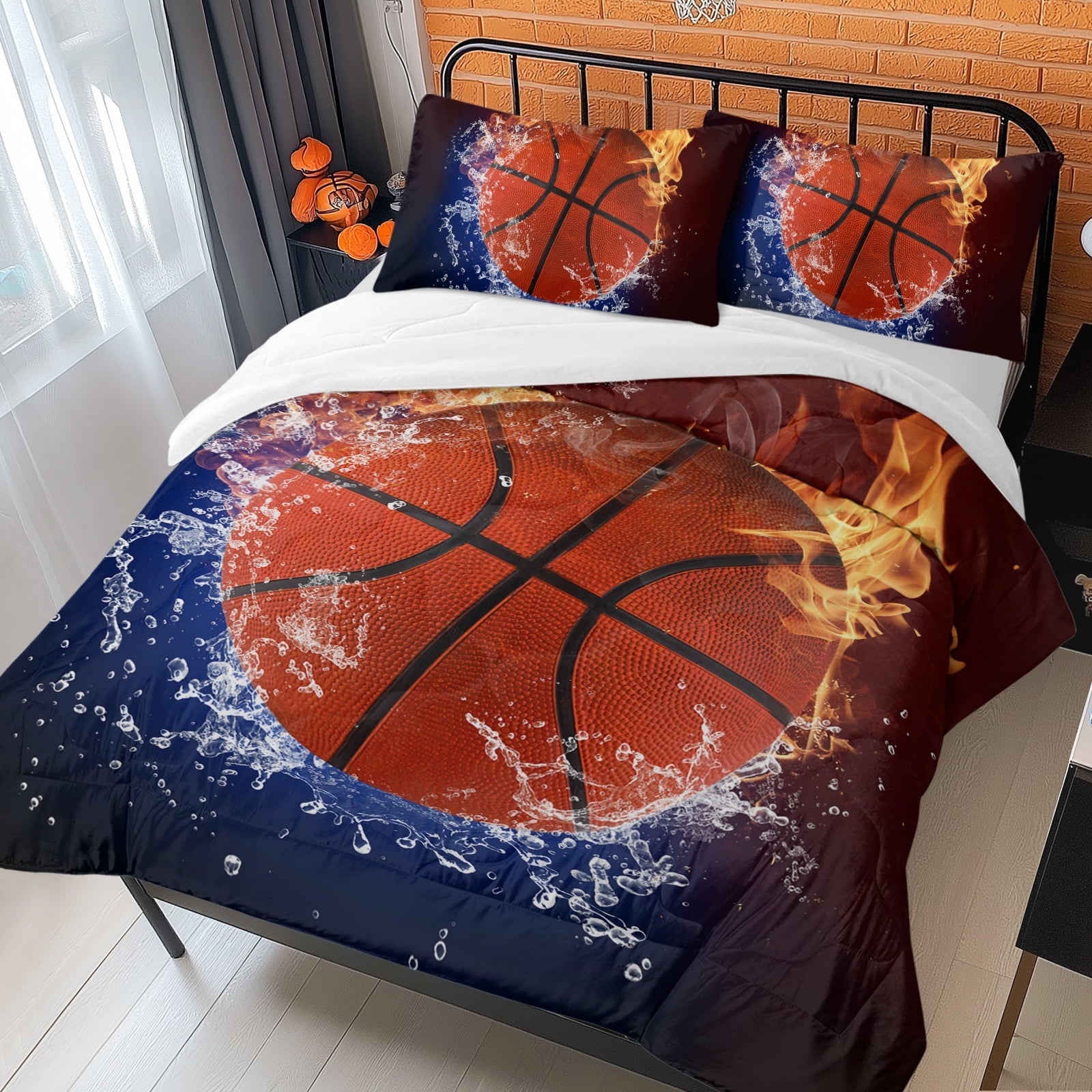 All-Season Twin Comforter Set, 3 Pieces Sport Bedding Set for Kids Boys Teens Brushed Microfiber Basketball Comforter Set, 66x90... - Cloud-Like Soft Lightweight Bed Comforter Detail