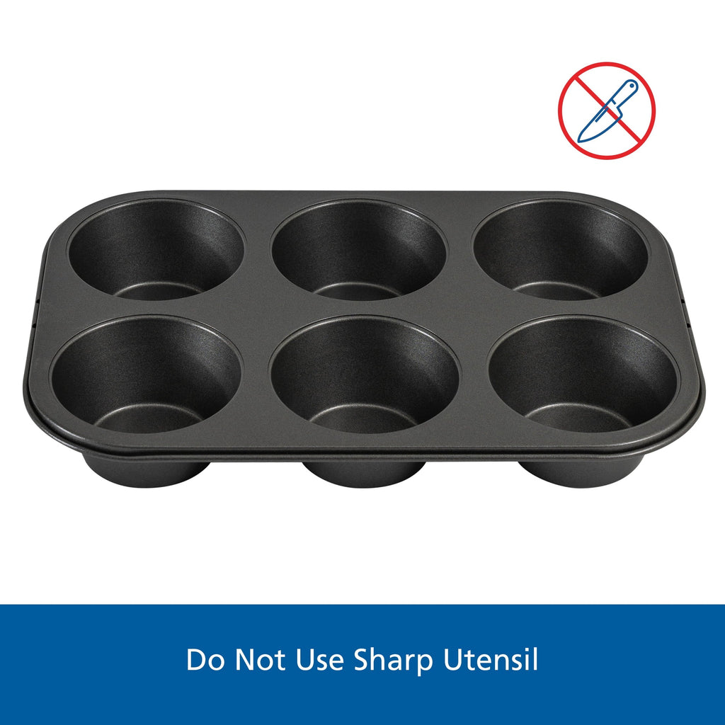 Time-Saving 6 Cup Jumbo Muffin Pan, Non-Stick Bakeware,3.4 inch Diameter Cups,Gray,Carbon Steel - Kitchen Gadget Tool for Quick Food Prep Detail
