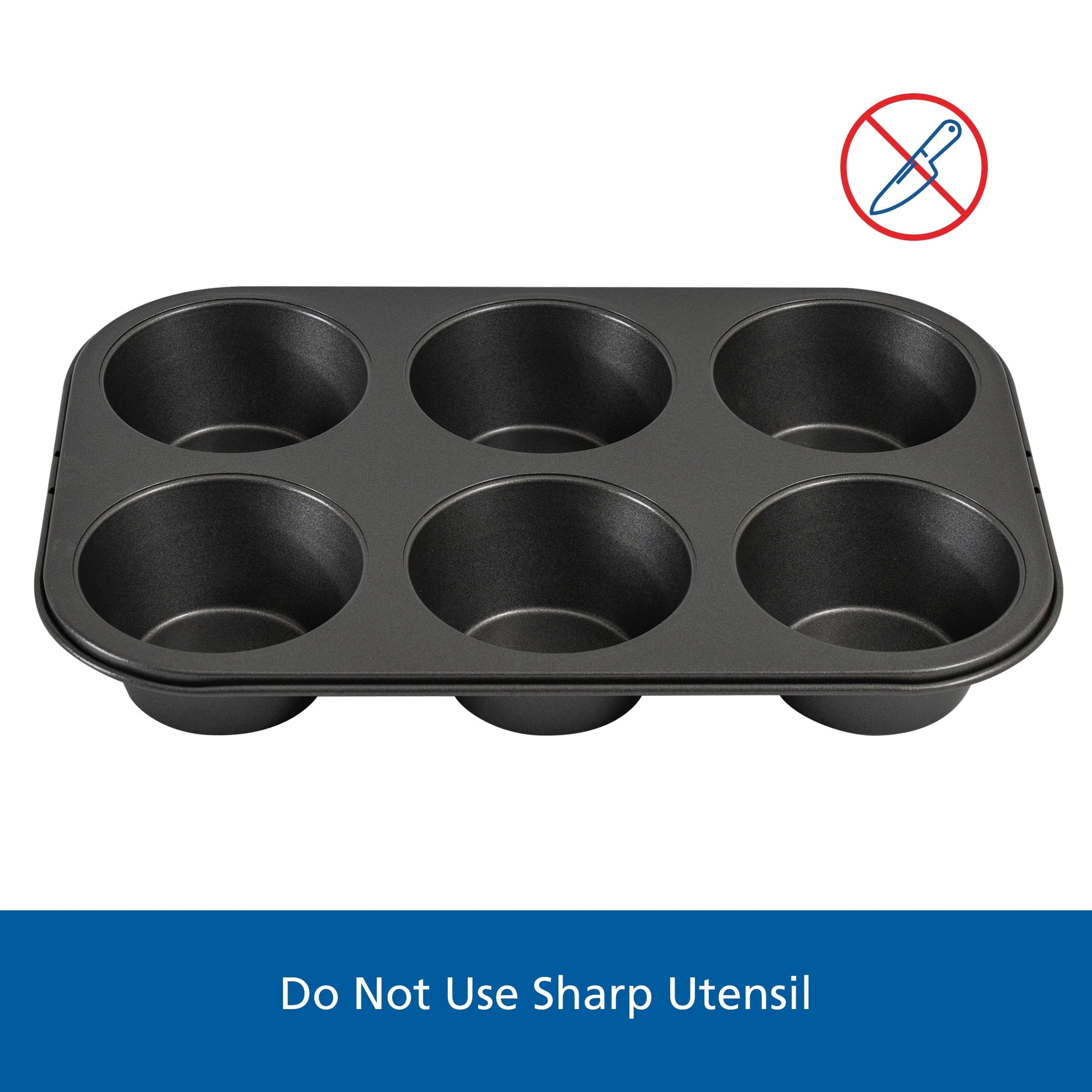 Time-Saving 6 Cup Jumbo Muffin Pan, Non-Stick Bakeware,3.4 inch Diameter Cups,Gray,Carbon Steel - Kitchen Gadget Tool for Quick Food Prep Detail