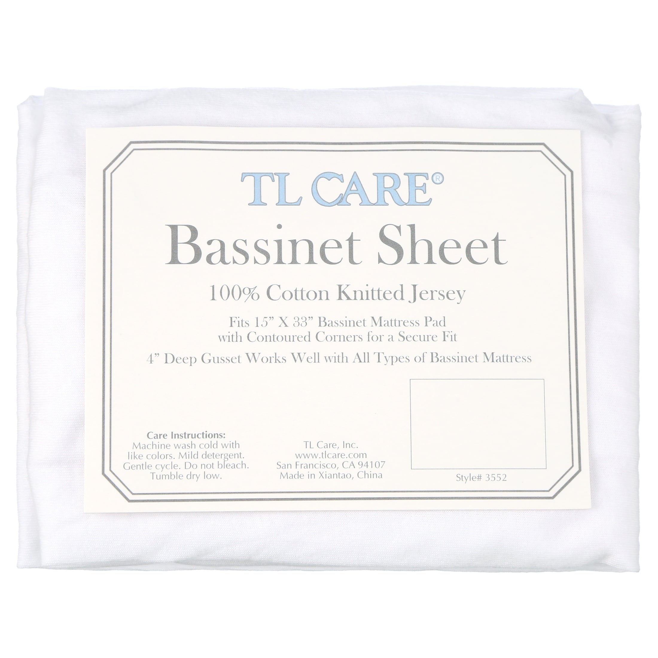 Wrinkle-Resistant TL Care 100% Natural Breathable Cotton Jersey Knit Fitted Bassinet Sheet, White, 15" x 33", Soft Breathable, for Boys... - Breathable Egyptian Cotton Flat & Fitted Sheets Detail