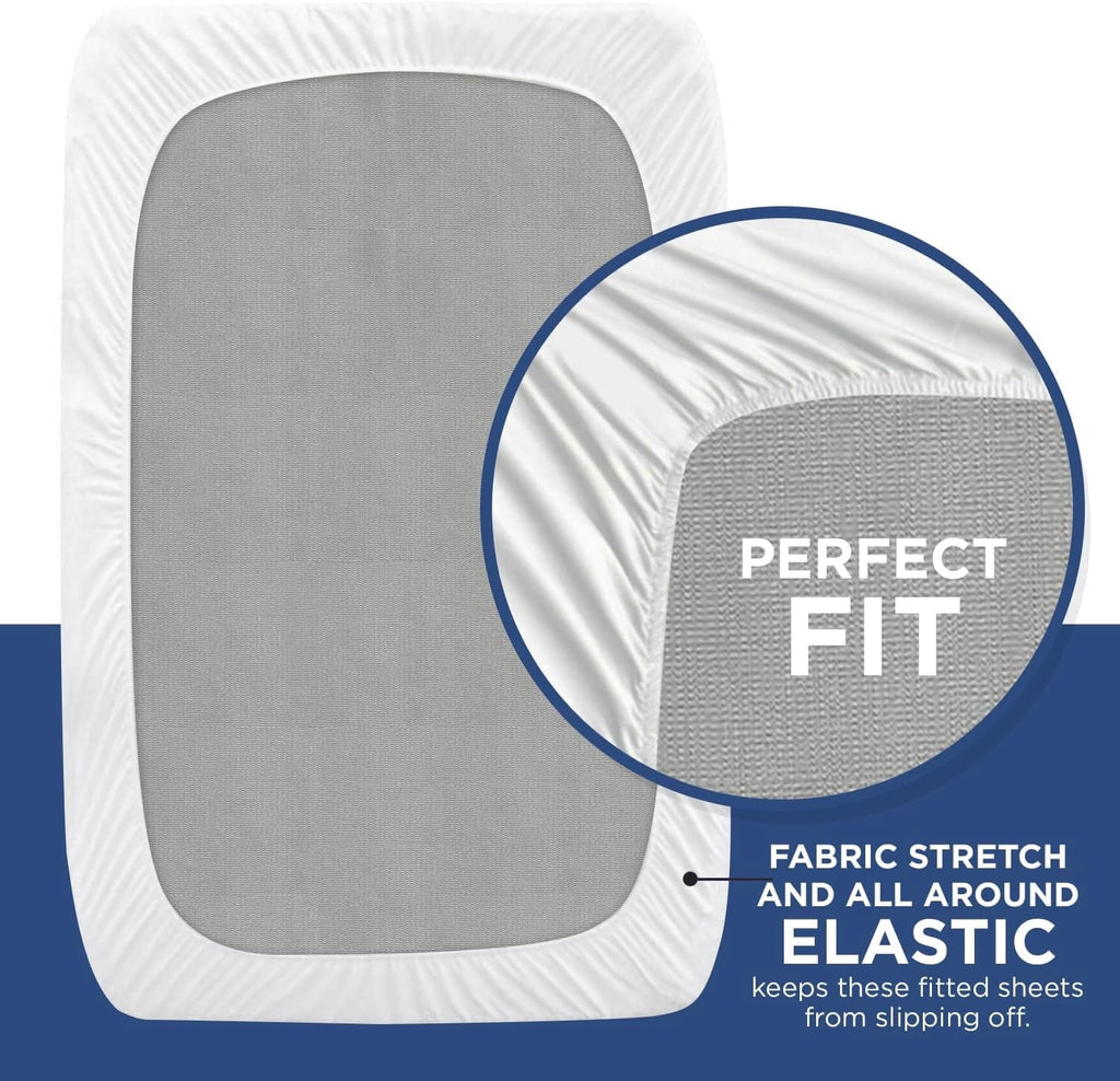Wrinkle-Resistant 2 Pack Fitted Hospital Bed Sheets with Elastic All Around for a Perfect Fit - Cotton Rich Soft Knitted Jersey Sheet, ... - Cooling Hotel Quality Bedding Sheets and Pillowcases Detail