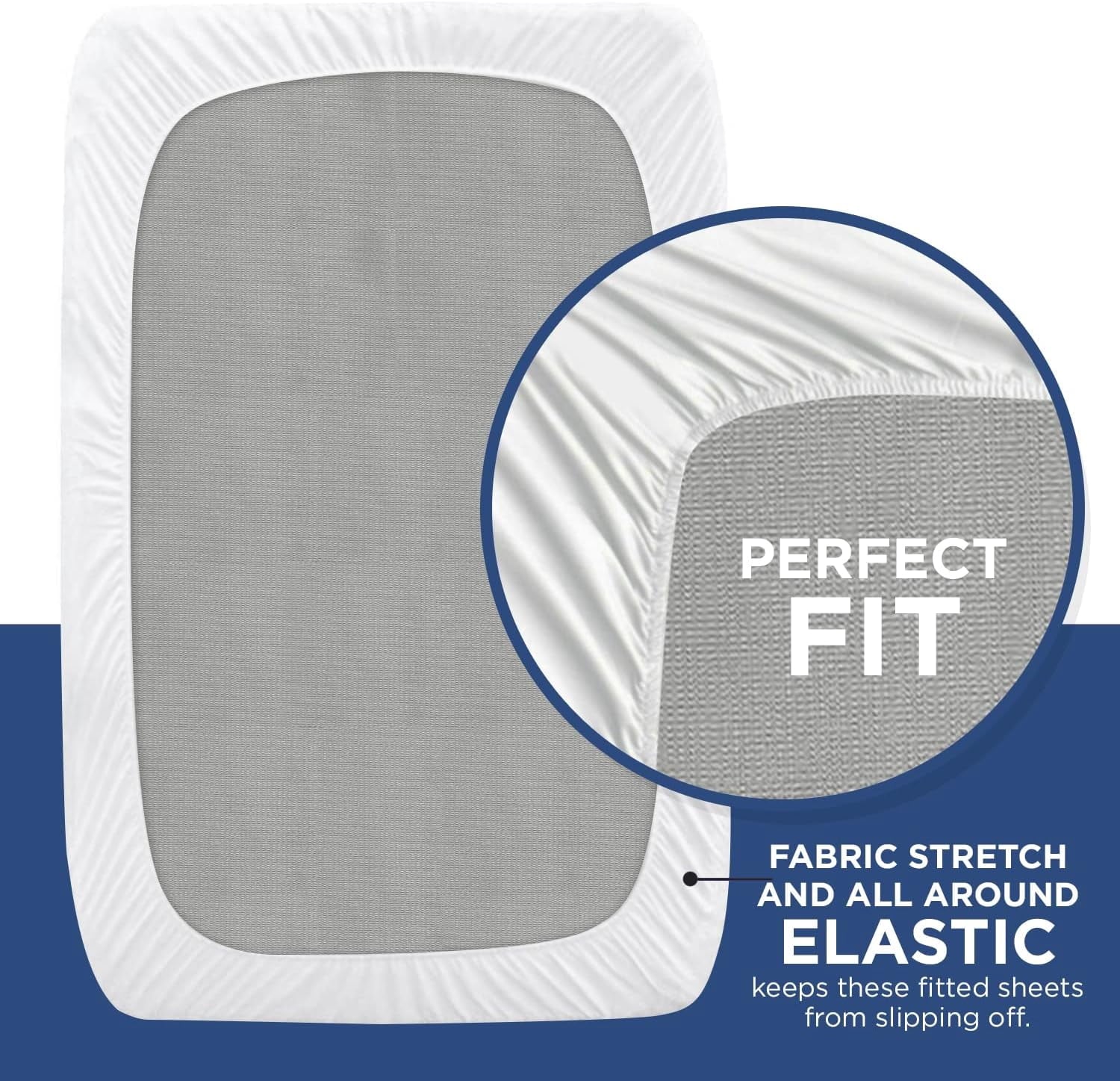 Wrinkle-Resistant 2 Pack Fitted Hospital Bed Sheets with Elastic All Around for a Perfect Fit - Cotton Rich Soft Knitted Jersey Sheet, ... - Cooling Hotel Quality Bedding Sheets and Pillowcases Detail