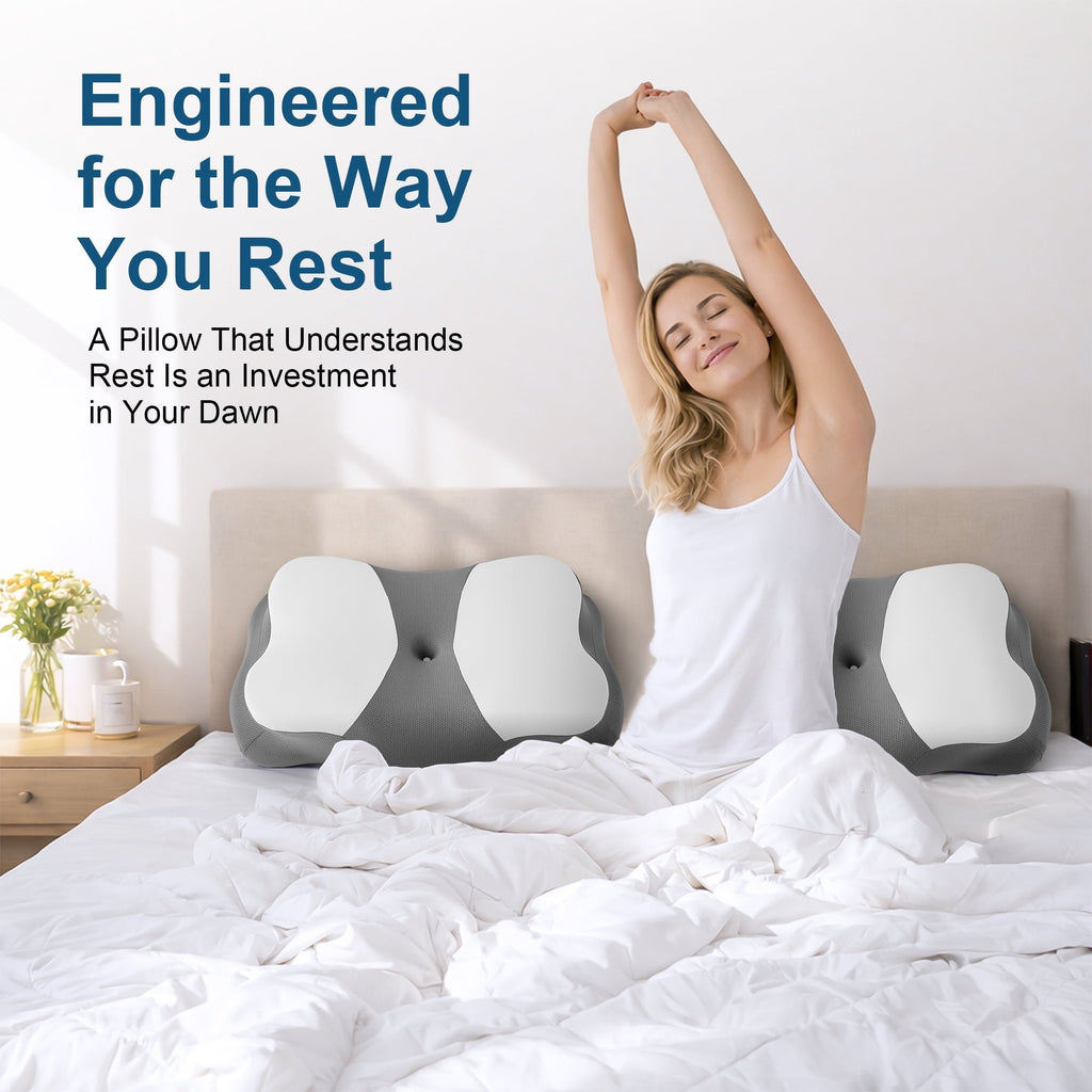 Ergonomic Memory Foam Memory Foam Cervical Pillow for Sleeping Support - Orthopedic Bed Pillow for Neck, Shoulder Pain Relief, Adults, Side... - Hotel Quality Plush Sleeping Pillows Detail