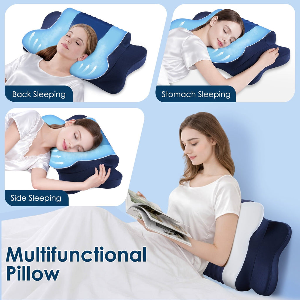 Fluffy Shredded Cervical Neck Pillow for Pain Relief Sleeping, Memory Foam Pillow Neck Pillow Bed Pillow with Pillowcase for Side Bac... - Decorative Throw Pillow Cushion for Sofa & Bed Detail