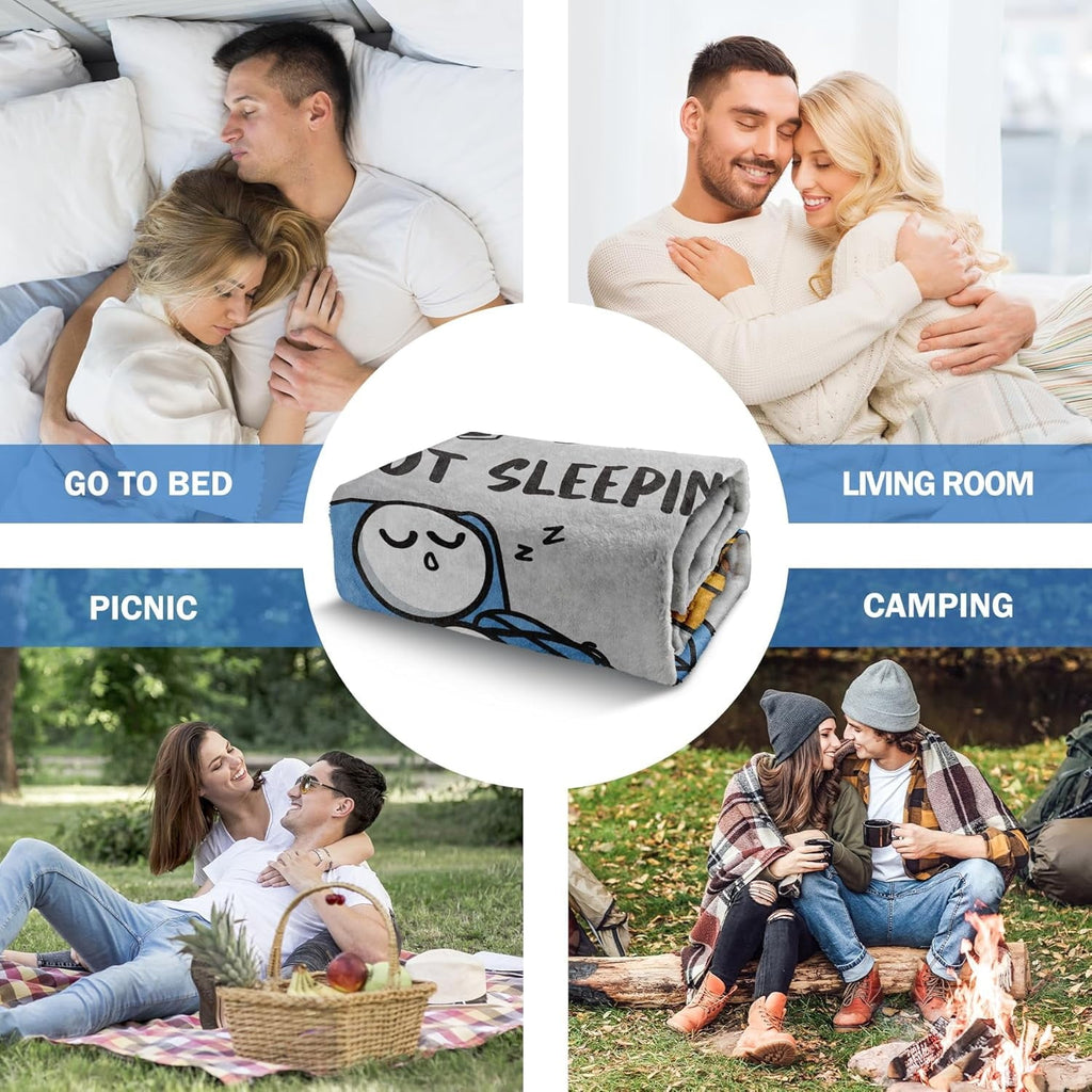 Decorative Knitted Funny Fathers Day Dad Gifts , Dads Birthday Gifts, Dad is Not Sleeping Blanket, Super Soft Throws Blanket for Napping - Super Soft Reversible Sherpa Flannel Blanket Detail