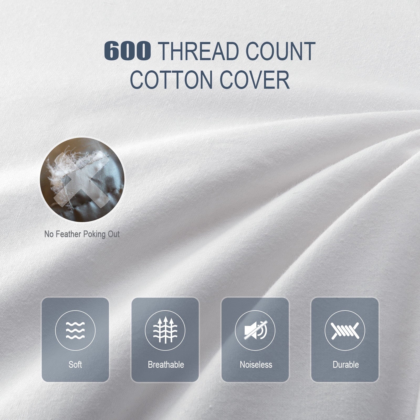 Hotel Collection Goose Feather & Down Pillow King Size 20"x36" – Hotel Quality Bed Pillow for Sleeping, 100% Organic Cotton Cover, Hyp... - Decorative Throw Pillow Cushion for Sofa & Bed Detail
