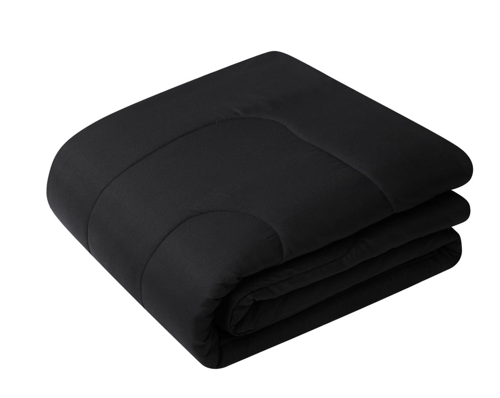 Hypoallergenic Cloud 7 Piece Reversible Bed in a Bag Comforter Set with Sheets, Black, King - Hypoallergenic Ultra-Fluffy Quilt for Winter Detail