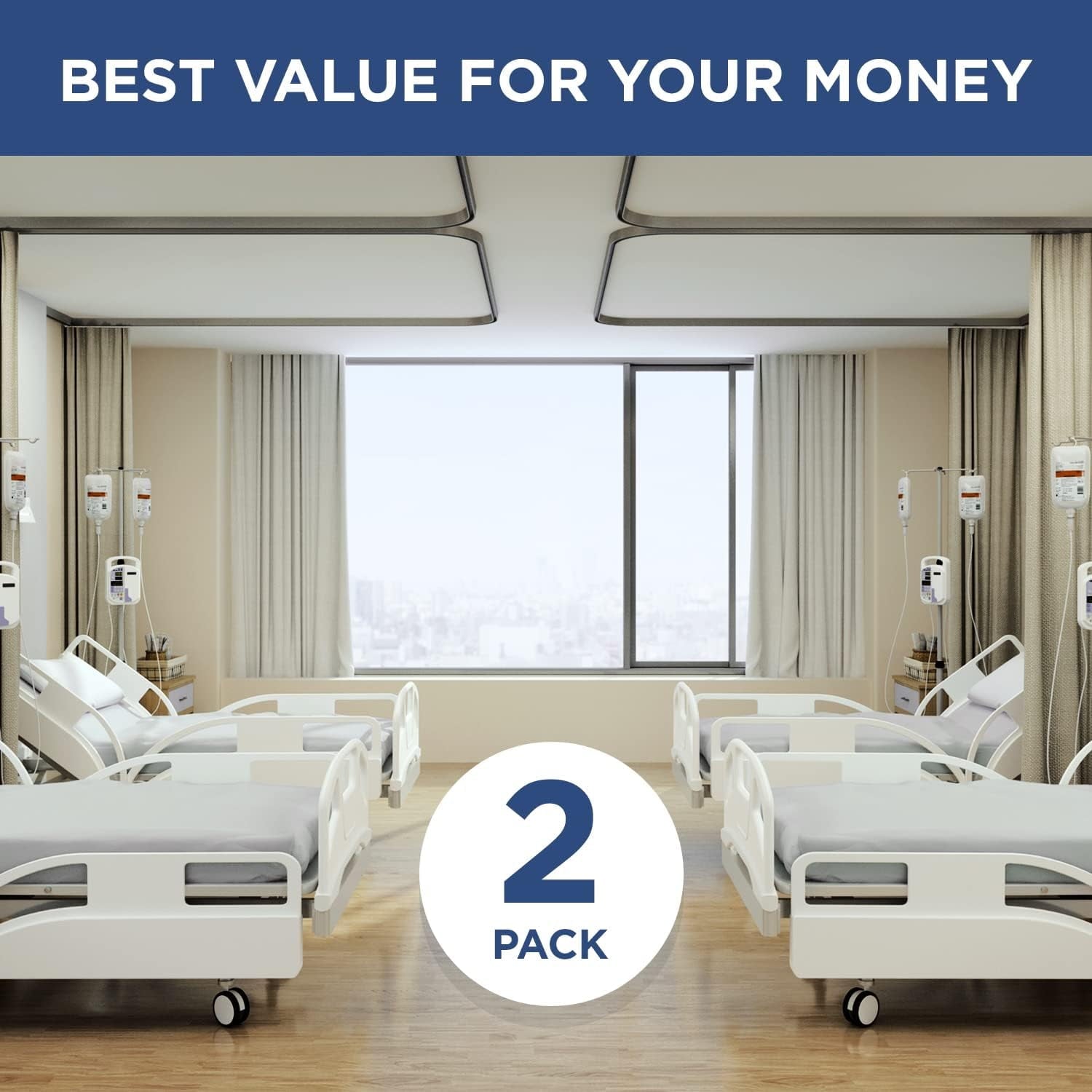 Wrinkle-Resistant 2 Pack Fitted Hospital Bed Sheets with Elastic All Around for a Perfect Fit - Cotton Rich Soft Knitted Jersey Sheet, ... - Cooling Hotel Quality Bedding Sheets and Pillowcases Detail