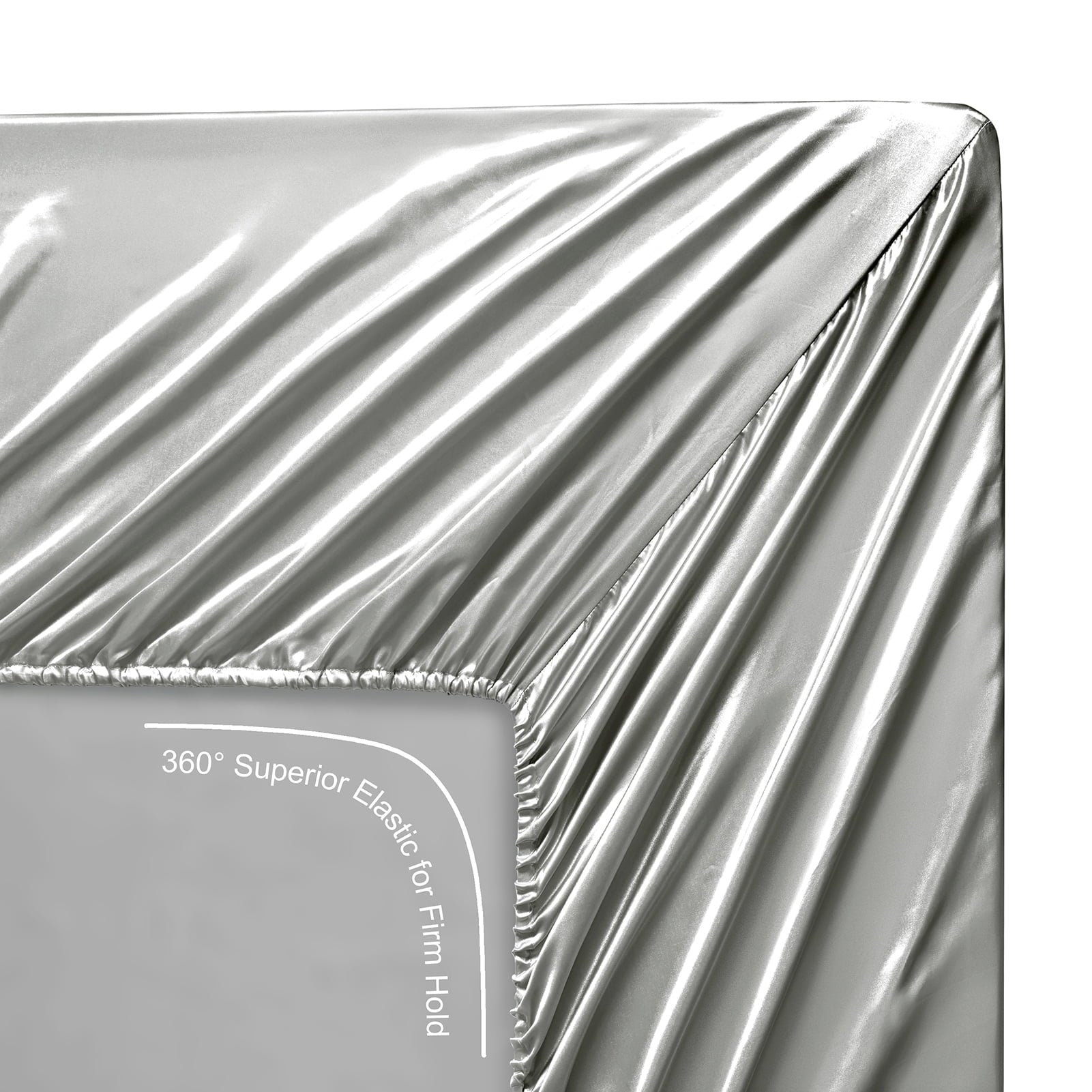 Premium Egyptian Cotton Luxury Satin Sheets Set Full Size Light Gray, 4-Piece Bedding Sets with Deep Pockets - Soft and Smooth Satin Bed Shee... - Luxury Bed Sheet Set with Deep Pockets Detail