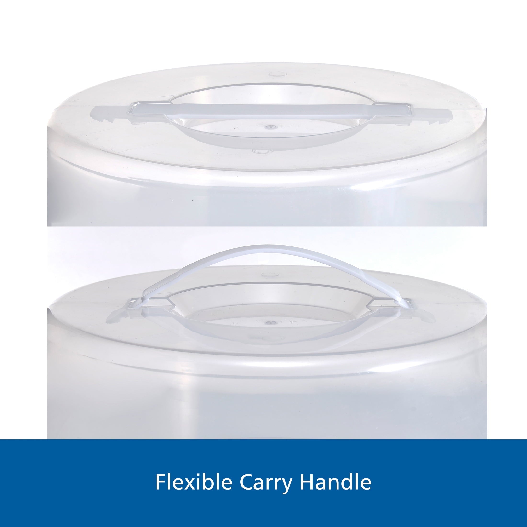 Premium Kitchen 12 inch Clear Cake Carrier with 2pk 9 inch Gray Round Pans, Carbon Steel - Premium Stainless Steel Garlic Presser & Peeler Detail