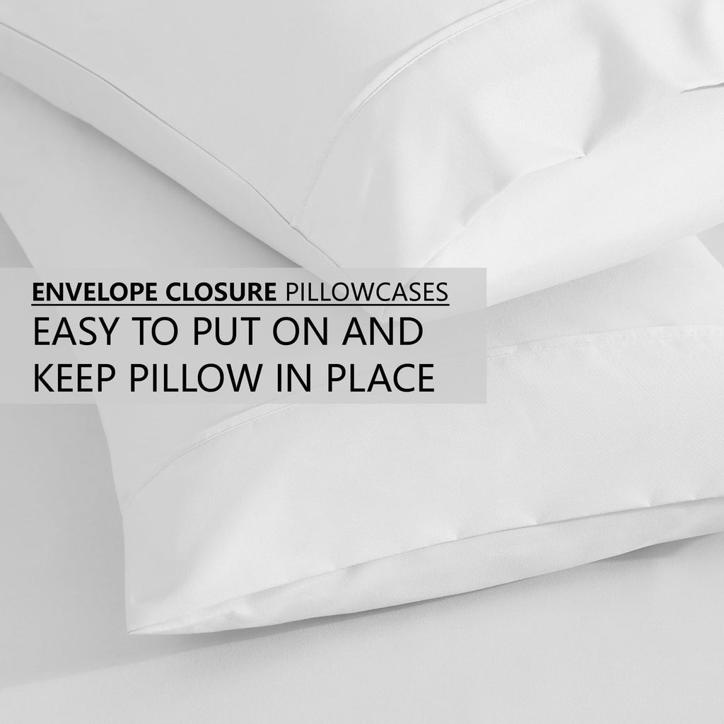 Ultra-Soft Queen Size 6 Piece Bed Sheet Set White - Ultra Soft Microfiber Deep Pocket Wrinkle Free - Premium Ultra-Soft Pillowcase Pair for Sleeping Detail