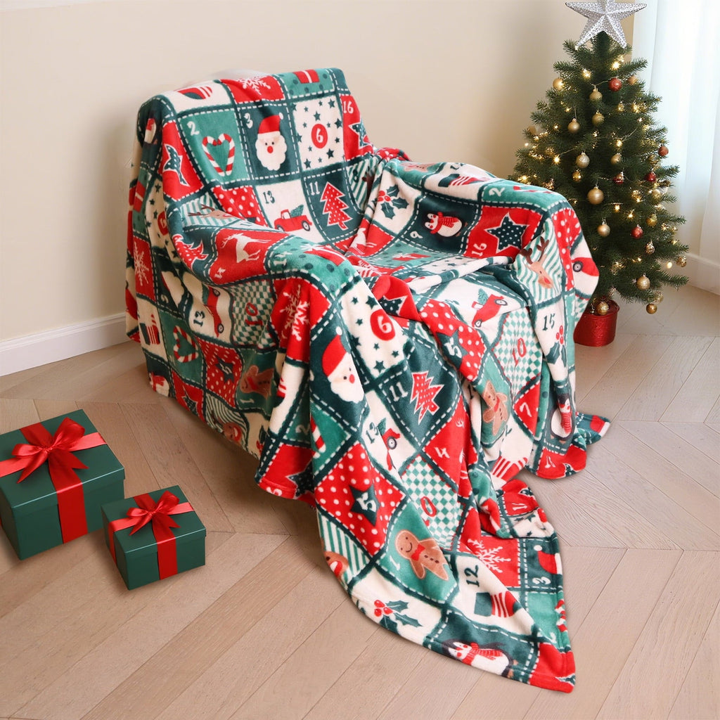 Decorative Knitted Cozy Blanket Printed Blanket Throw Christmas Blanket - 300 GSM Fleece Blanket Throw Size Blanket for Home Decoration,... - Lightweight Plush Warm Blanket for All Seasons Detail
