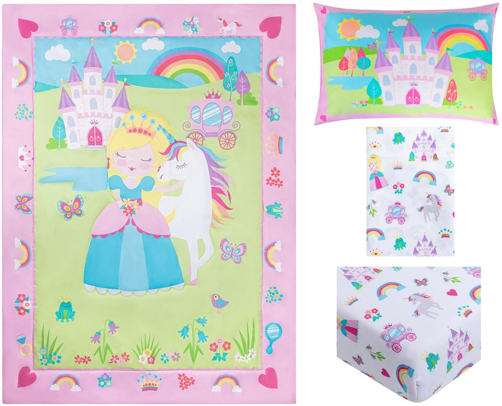 Hypoallergenic Cloud Princess Toddler Bedding Set for Girls - 4-Piece Toddler Bed Comforter Sets for Girls, Reversible Comforter & Pillowc... - All-Season Down Alternative Comforter Insert Detail