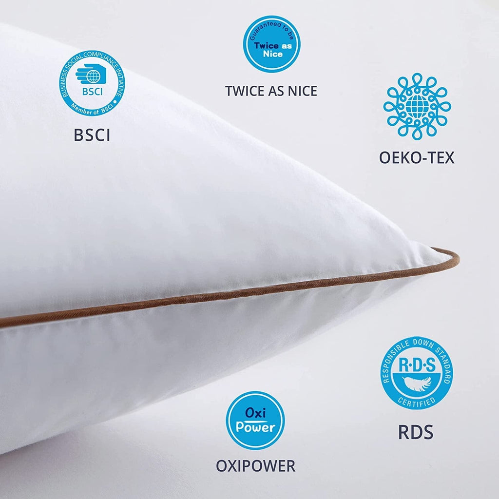 Orthopedic Support Down Feather Pillows for Bed 20 x 30 Inches Queen Size Set of 2, Medium Firm Luxury Cooling Hotel Collection Feather ... - Orthopedic Shredded Foam Bed Pillow Set Detail