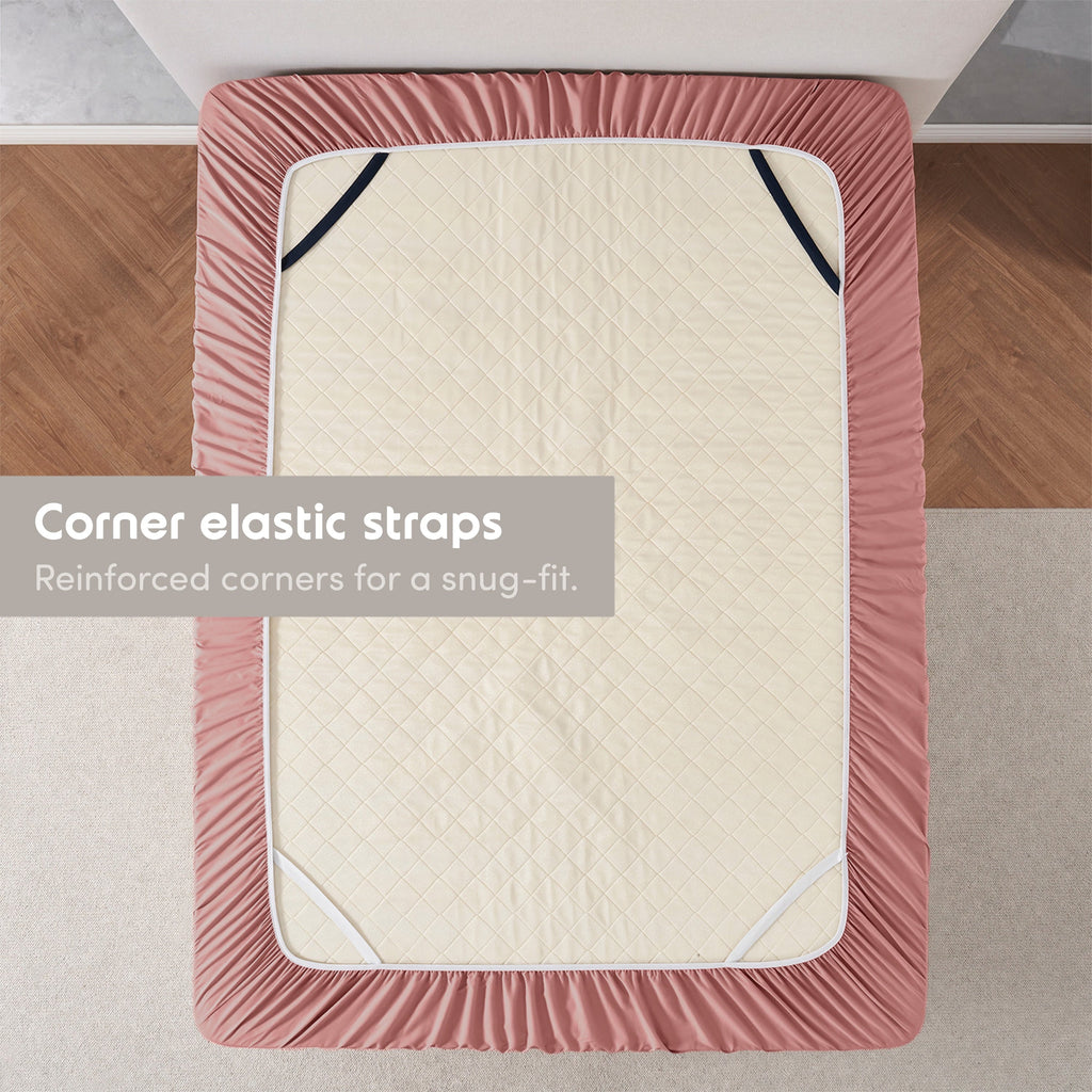 Cooling Sateen Extra Deep Pocket Twin XL Fitted Sheet Only, Fits 18" to 24" Mattress, Soft Microfiber Fitted Bed Sheet, Pink Clay - Breathable Egyptian Cotton Flat & Fitted Sheets Detail