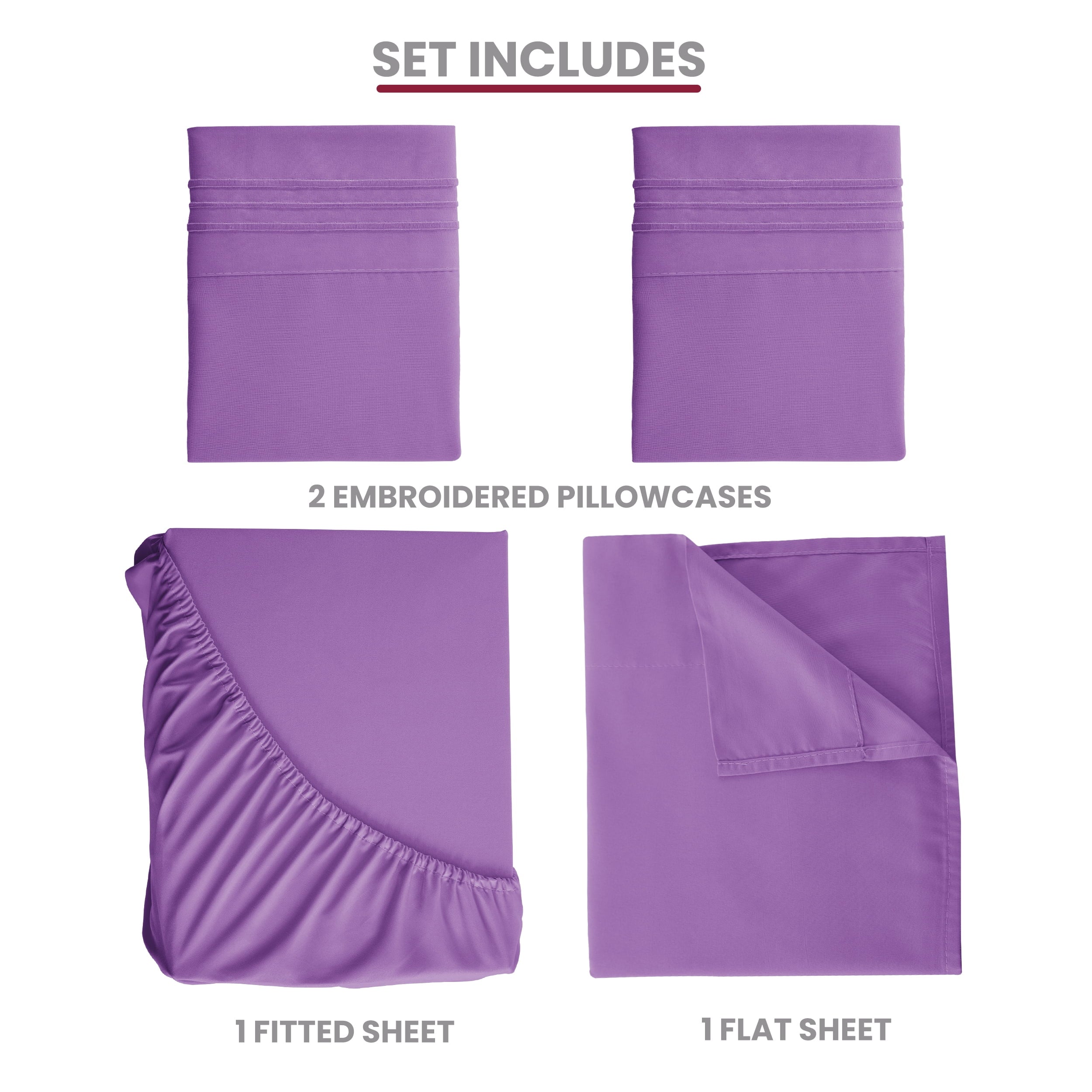 Ultra-Soft Queen Size Sheets Set Brushed Microfiber High GSM, 4 Piece Sheet Set Upto 16 Inches Deep Pocket Bedding Sheets & Pillow - Luxury Bed Sheet Set with Deep Pockets Detail