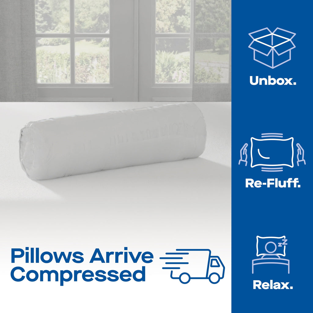 Orthopedic Support Huggable Support Bed Pillow, Standard- Soft Velvety Cover, Squishable Comfort (2 Count) - Orthopedic Shredded Foam Bed Pillow Set Detail