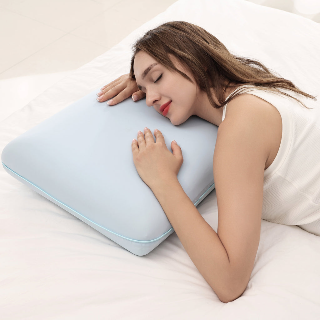 Fluffy Shredded Memory Foam Pillow, Cooling Gel Bed Pillow, Queen, Blue - Orthopedic Shredded Foam Bed Pillow Set - Default Title
