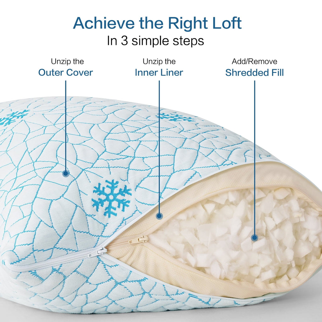 Orthopedic Support Cooling Memory Foam Queen Pillows Set of 2,Adjustable Support & Heat Dissipation Tech for Side,Back,Stomach & Hot Sle... - Decorative Throw Pillow Cushion for Sofa & Bed Detail