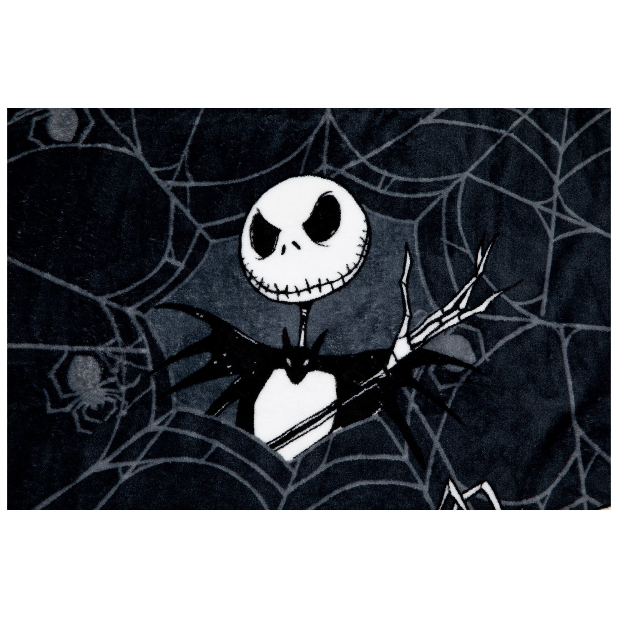 Reversible Sherpa Nightmare Before Christmas Jack Skellington 62x90 Plush Throw Blanket, 100% Polyester - Cozy Fleece Throw Blanket for Couch & Bed Detail