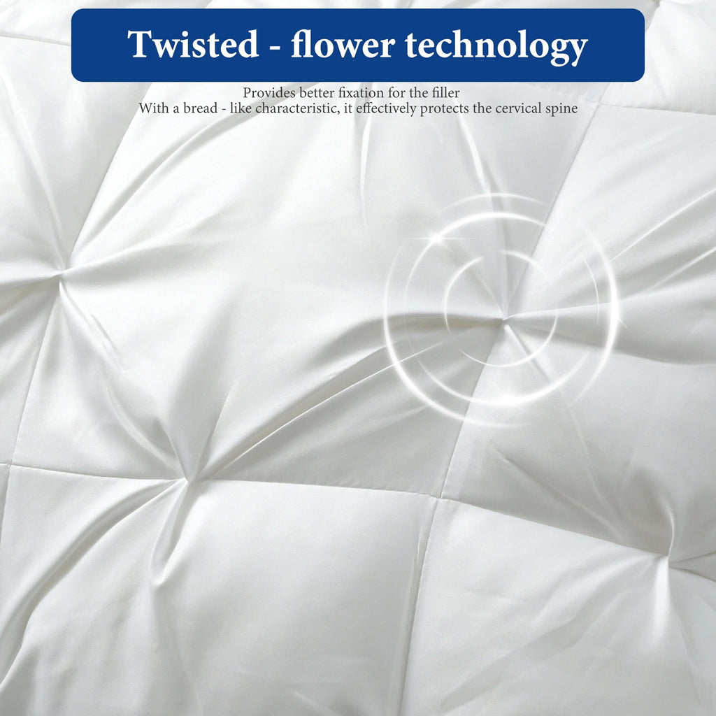 Decorative Plump 2-Pack Luxurious Hotel-Quality ,Resistant to Flattening, All-Season,White - Ergonomic Memory Foam Pillow for Neck Pain Support Detail