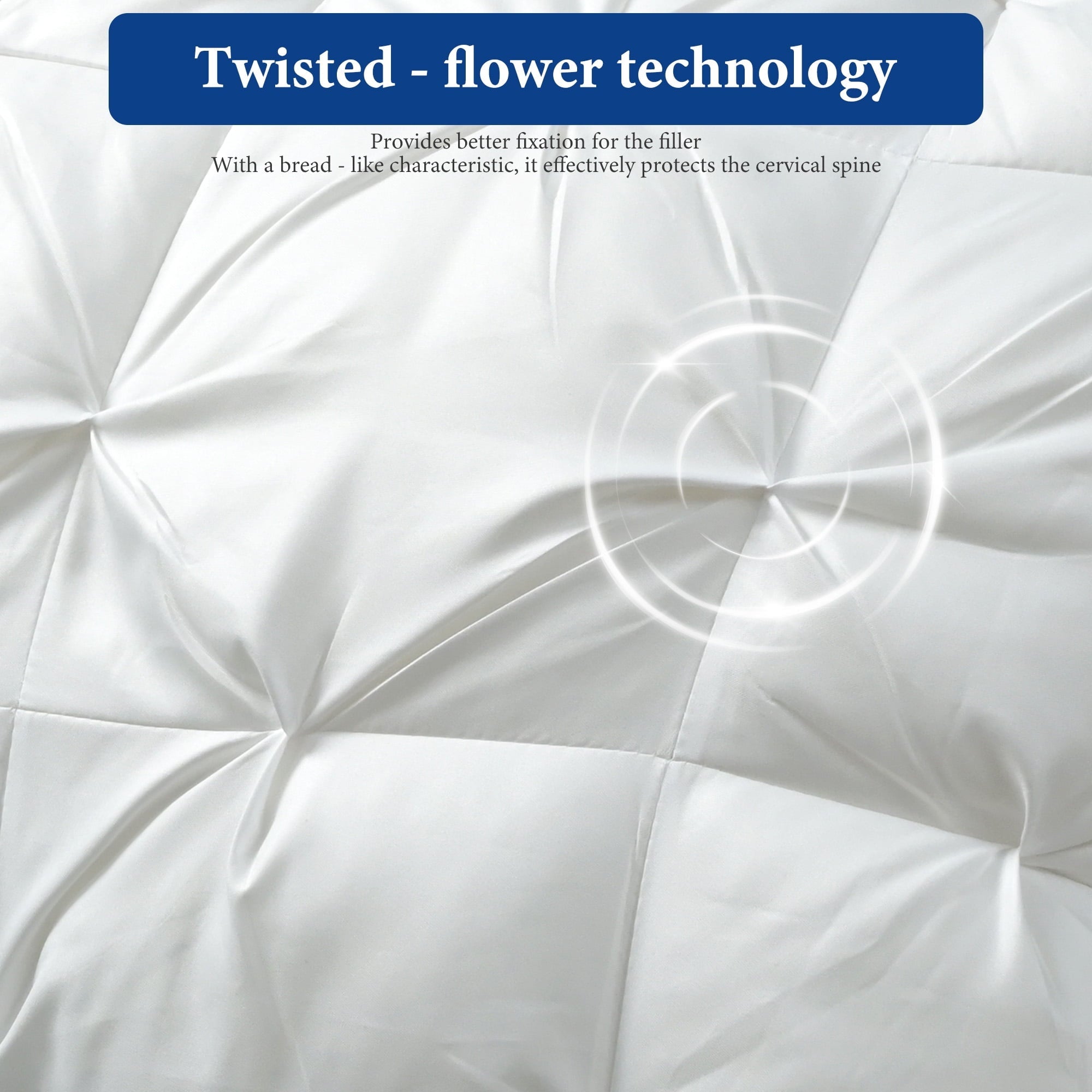 Decorative Plump 2-Pack Luxurious Hotel-Quality ,Resistant to Flattening, All-Season,White - Ergonomic Memory Foam Pillow for Neck Pain Support Detail