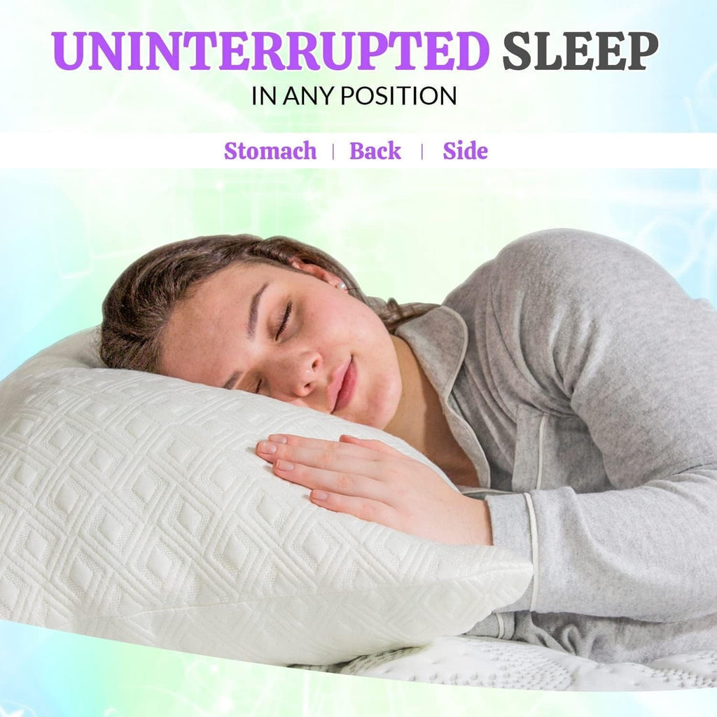 Hotel Collection King Size Bamboo Pillow, Memory Foam Bed Pillows with Washable Pillowcases, King - Orthopedic Shredded Foam Bed Pillow Set Detail