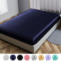 Premium Egyptian Cotton Fitted Sheet Deep Pocket Bed Sheet Satin Silk Sheets Ultra Soft Machine Washable Twin, Navy Blue - Luxury Bed Sheet Set with Deep Pockets - Default Title