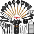 High-Precision Kitchen Utensil Set, 34Pieces Silicone Cooking Utensil Set with Wooden Handle, Heat Resistant Spatula Set Gadg... - Heavy Duty Stainless Steel Kitchen Shears - Default Title