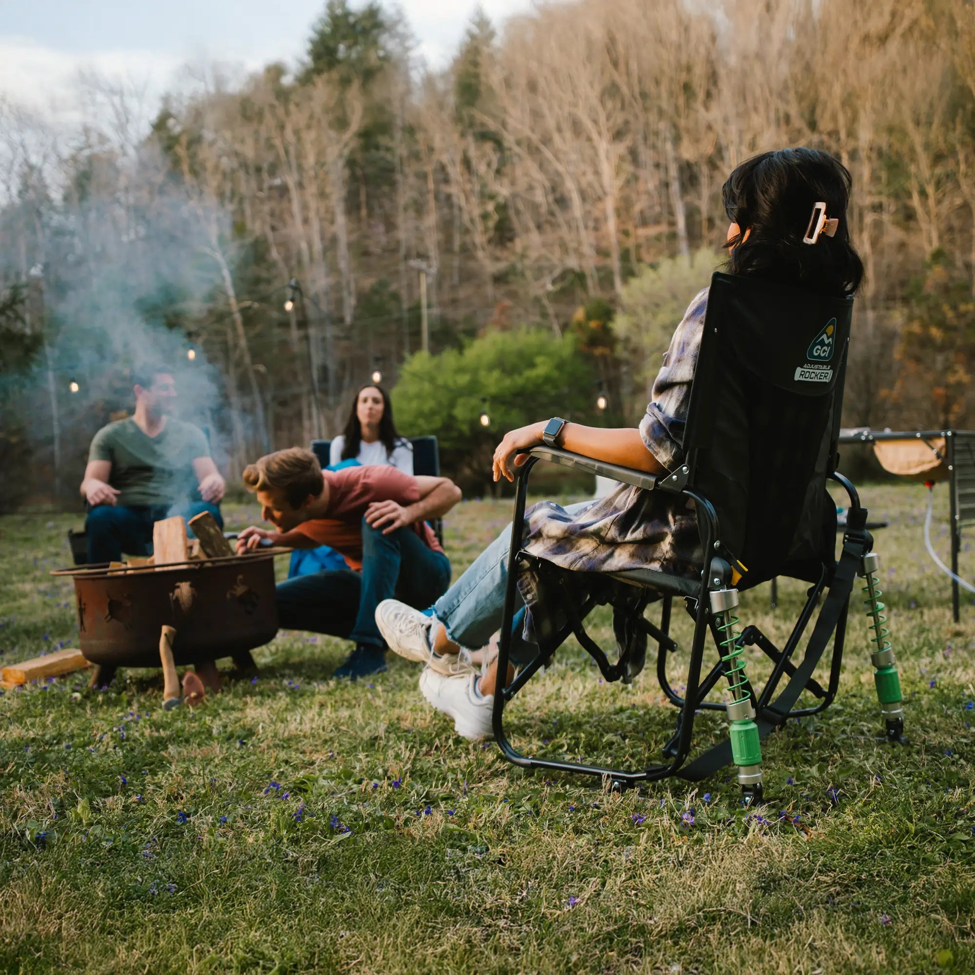 Smooth Motion Adjustable Rocker - Choice 573 - Patented Spring-Action Rocking Chair for Camping Detail
