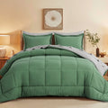 Fluffy Down Alternative Grass Green/Grey Queen Size Comforter Set,3-Pieces Reversible Comforter Set Soft and Lightweight,All Season Down Alte... - Hypoallergenic Ultra-Fluffy Quilt for Winter - Default Title