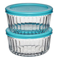 Deliciously Squishy Glass Food Storage Container with Lids, 4 Cup Round, Set of 2 - Playful Star & Heart Shaped Geometric NeeDoh - Default Title