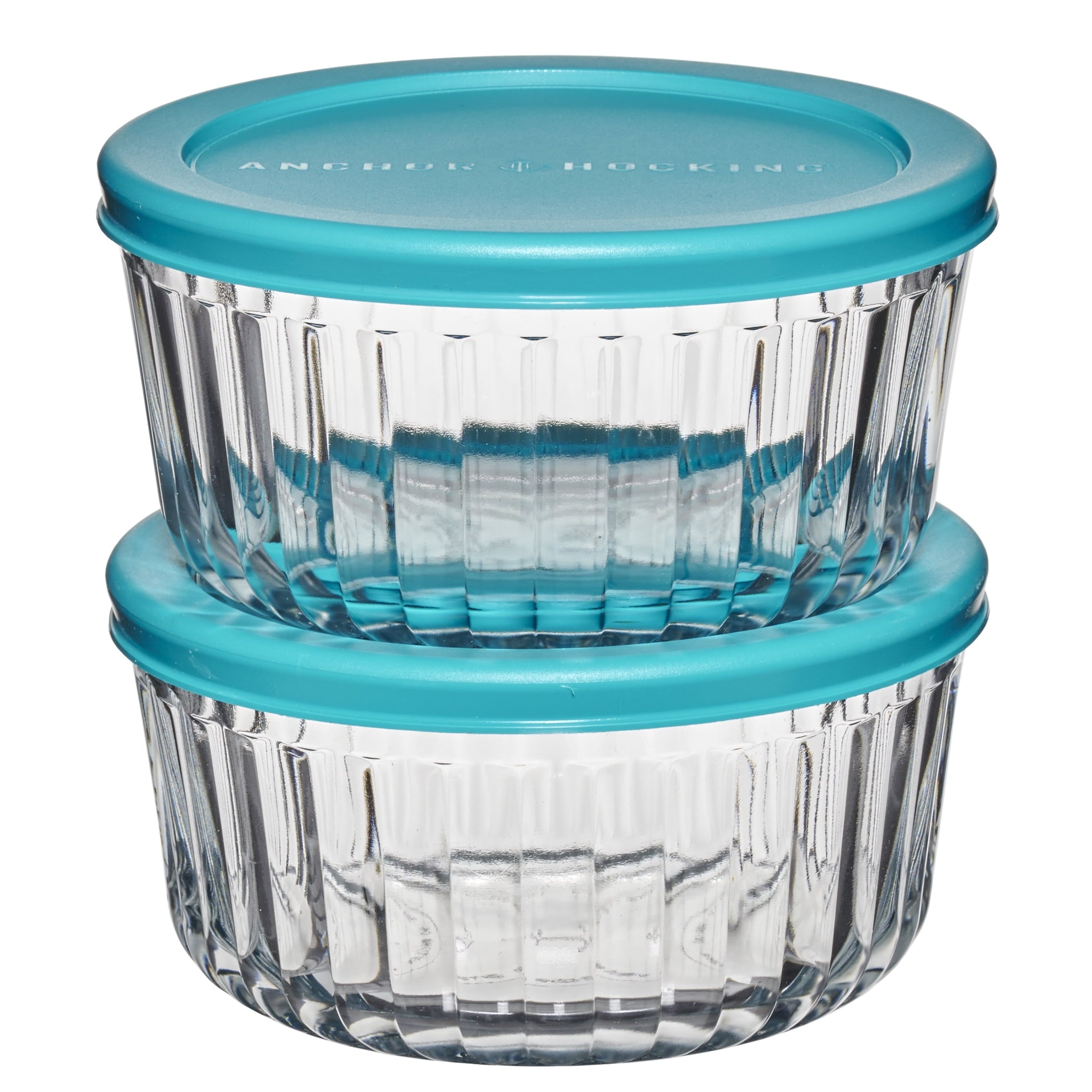 Deliciously Squishy Glass Food Storage Container with Lids, 4 Cup Round, Set of 2 - Playful Star & Heart Shaped Geometric NeeDoh - Default Title