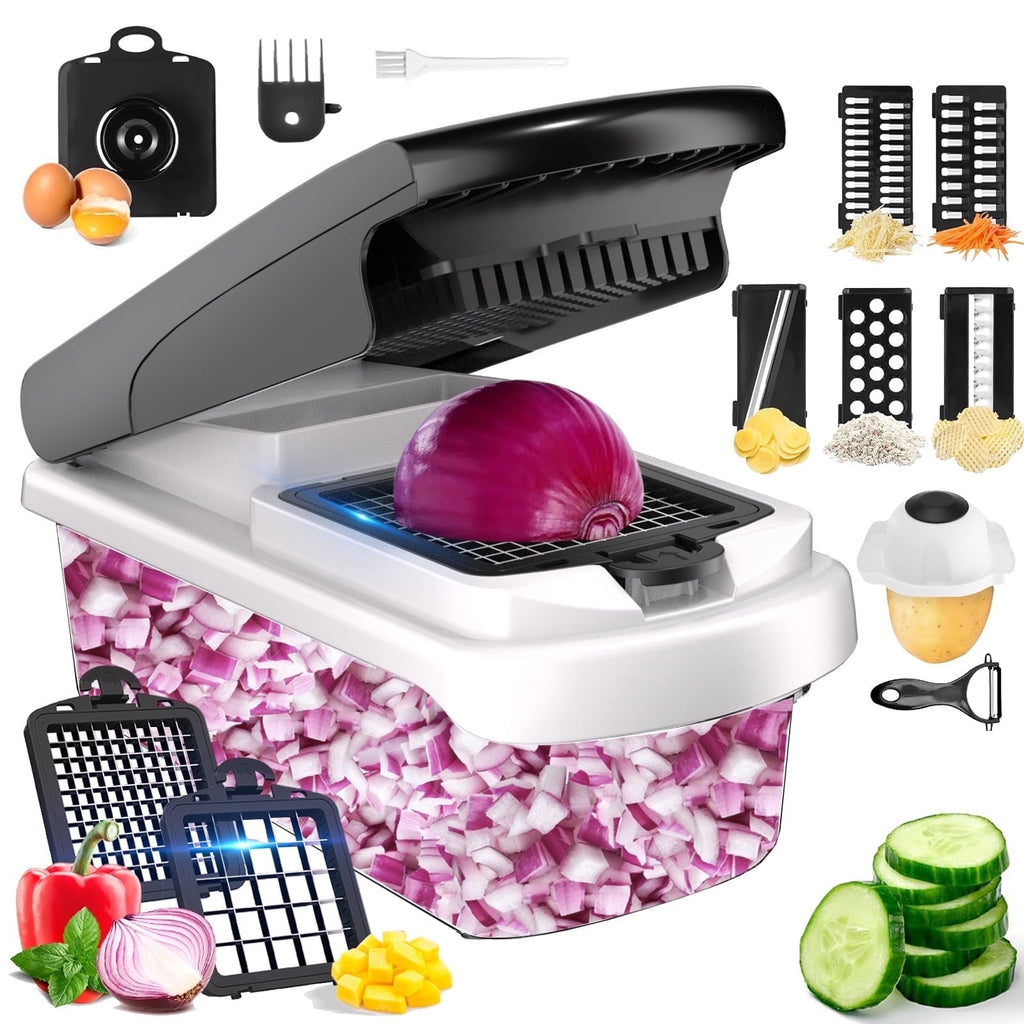 Premium Kitchen Vegetable Chopper Food Slicer, 15 in 1 Multi-Function Food Chopper for Onion, Veggie, Cheese Grater, Vegetable... - Kitchen Gadget Tool for Quick Food Prep - Default Title
