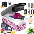 Premium Kitchen Vegetable Chopper Food Slicer, 15 in 1 Multi-Function Food Chopper for Onion, Veggie, Cheese Grater, Vegetable... - Kitchen Gadget Tool for Quick Food Prep - Default Title