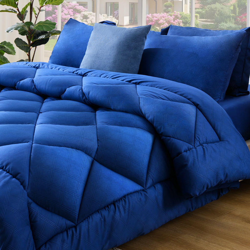 Fluffy Down Alternative Full Comforter Set 4 Pieces,Comforter Set,Bed in a Bag, Bedding Set with Comforter,Fitted Sheet,Flat Sheet,Pillowcase... - Luxurious Quilted Duvet Cover Set - Default Title