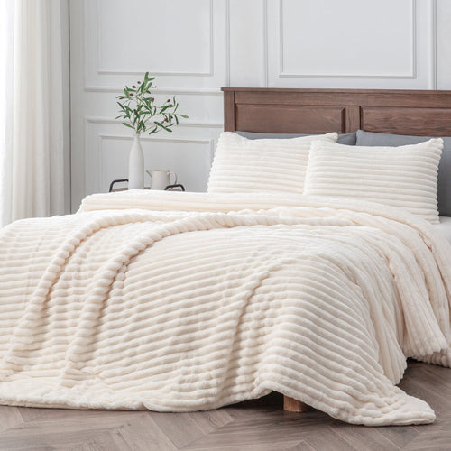 All-Season Fleece Queen Comforter Set -Super Soft & Warm Fluffy White Bedding, Luxury Fuzzy Heavy Bed Set for Winter with 2 Pill... - Luxurious Quilted Duvet Cover Set - Default Title