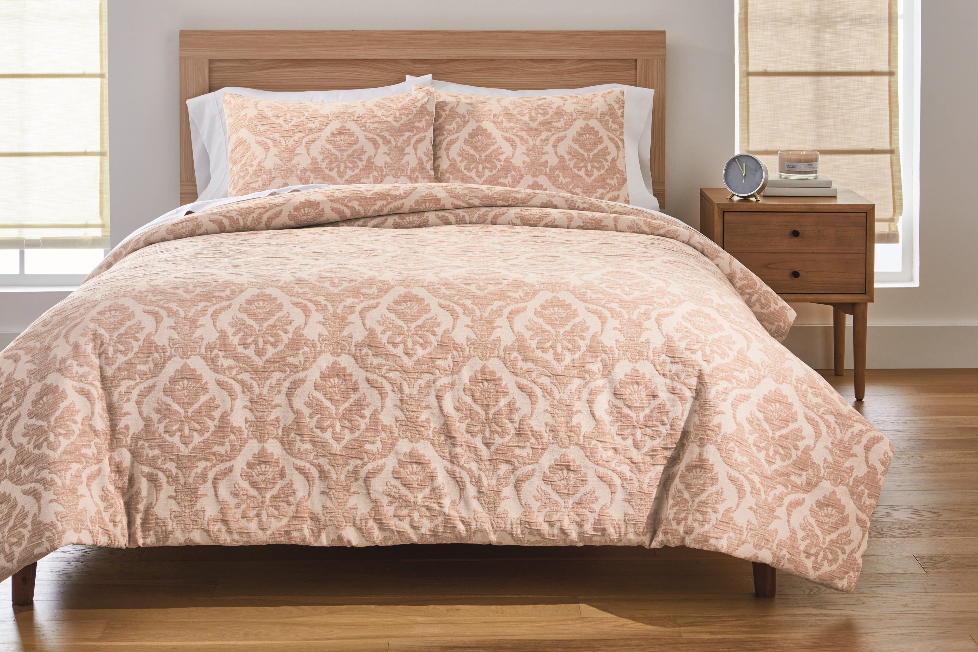 Heavyweight Warmth Woven Damask 2-Piece Comforter Set, Blush, Full Queen, All Ages - All-Season Down Alternative Comforter Insert - Default Title