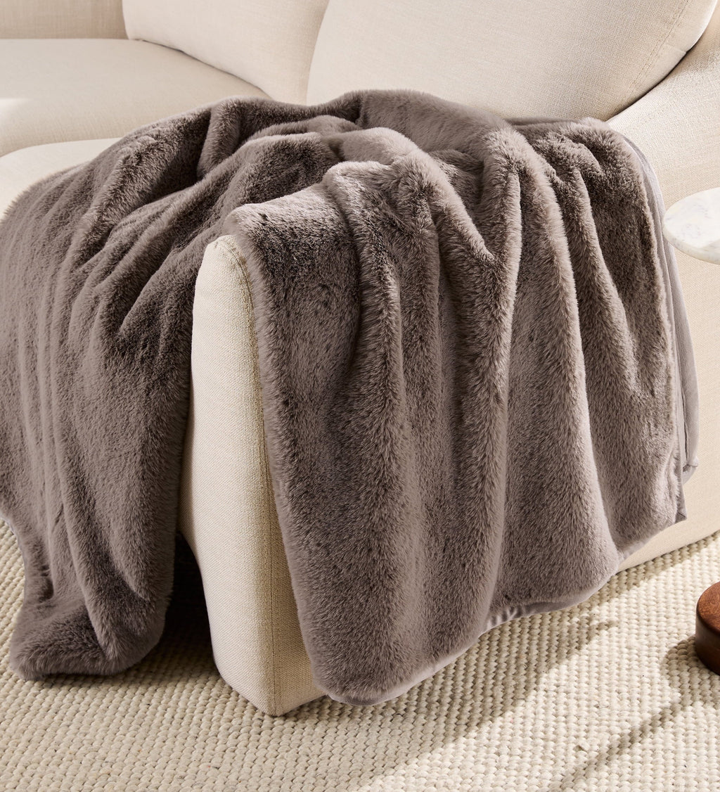 Super Soft Flannel Grey Faux Fur Ultra Soft Luxury Oversized Throw Blanket 50" x 72", Grey Bisque - Luxury Knitted Decorative Throw Blanket with Fringes - Default Title