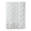 Reversible Sherpa Fluffy Chenille Knitted Fringe Throw Blanket, Lightweight Soft Cozy Bed Sofa Chair Blanket, White, 50" x 60" - Super Soft Reversible Sherpa Flannel Blanket - Default Title