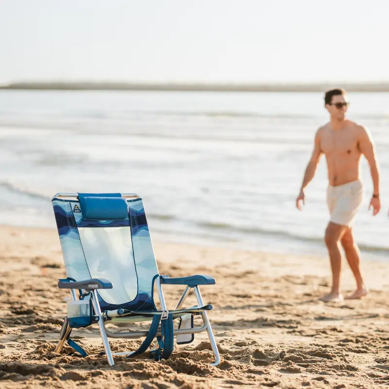 Reclining Beach Backpack Beach Chair - Choice 709 - Multi-Position Outdoor Beach Chair with Pillow Detail