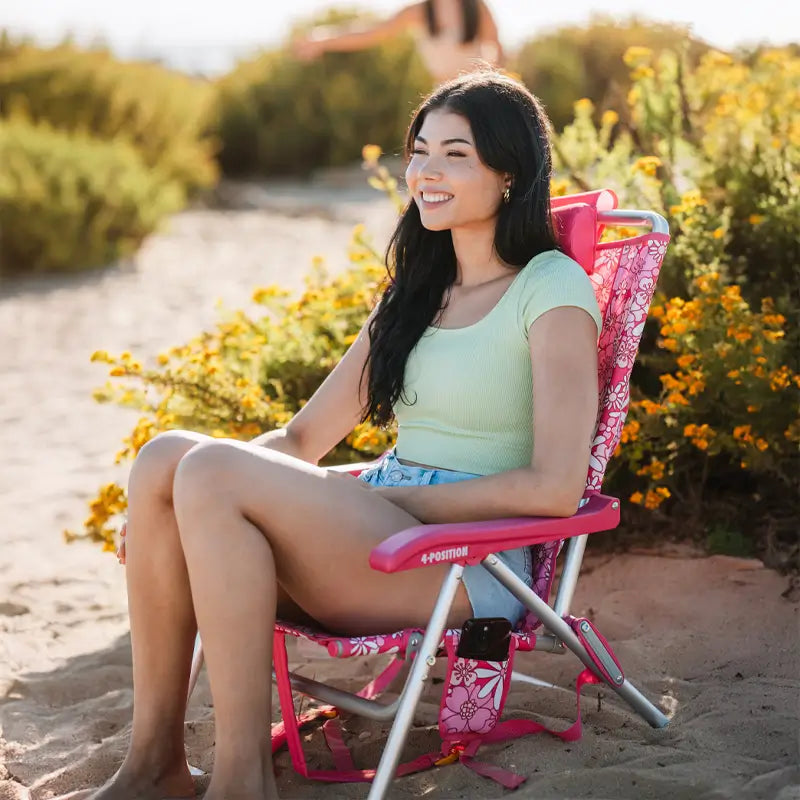 Reclining Beach Backpack Beach Chair - Choice 709 - Multi-Position Outdoor Beach Chair with Pillow Detail